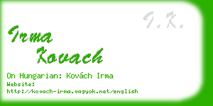 irma kovach business card