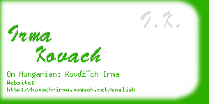 irma kovach business card